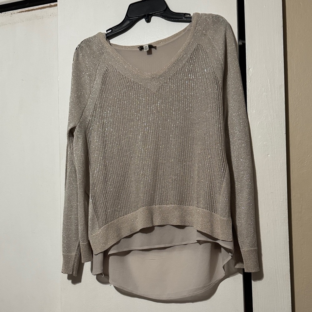 Lucky Brand Silver Sweater with Shimmer through out! NEW